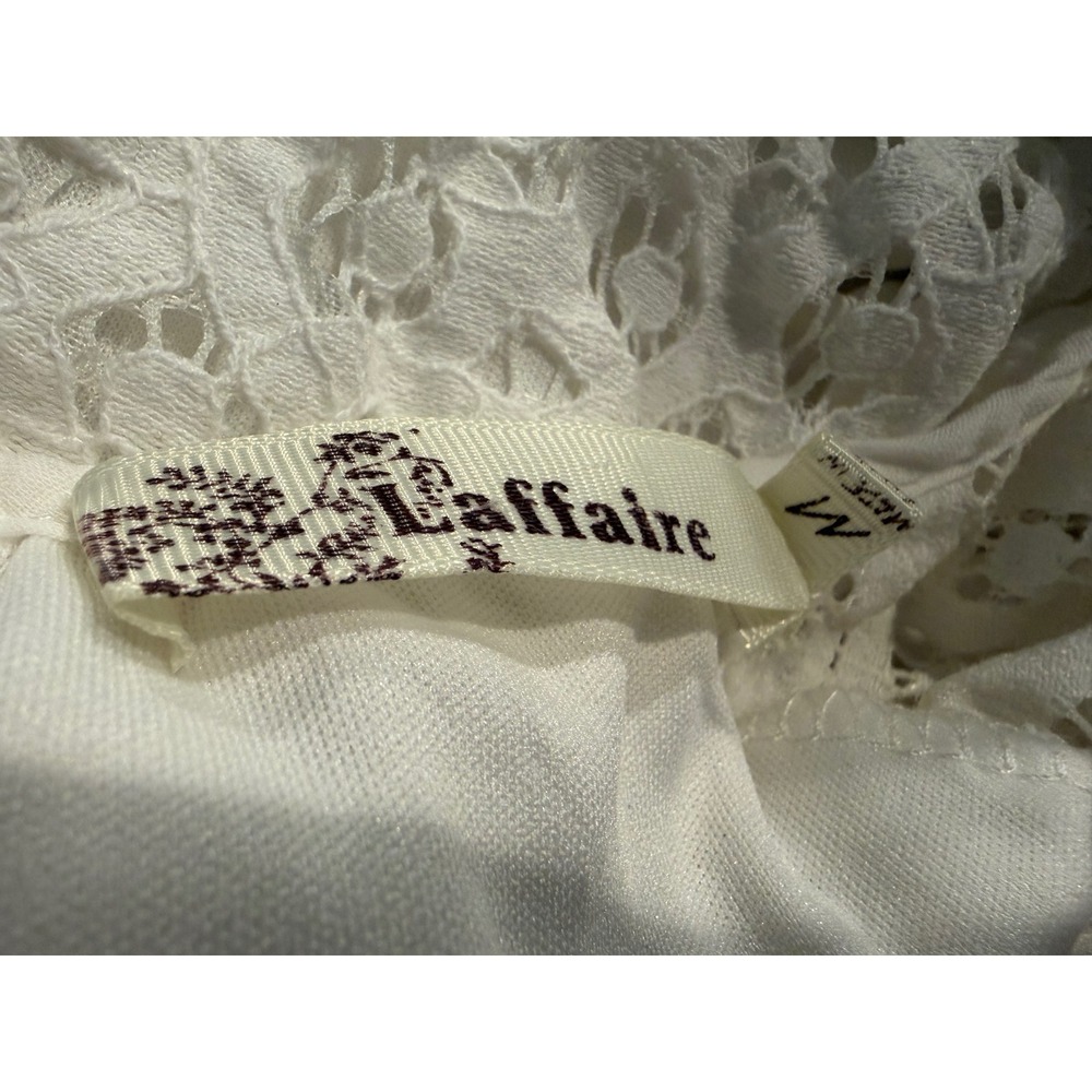 Laffaire White Floral Lace Short Sleeve Lined Blouse Top Size M Boho Romantic - Picture 5 of 9